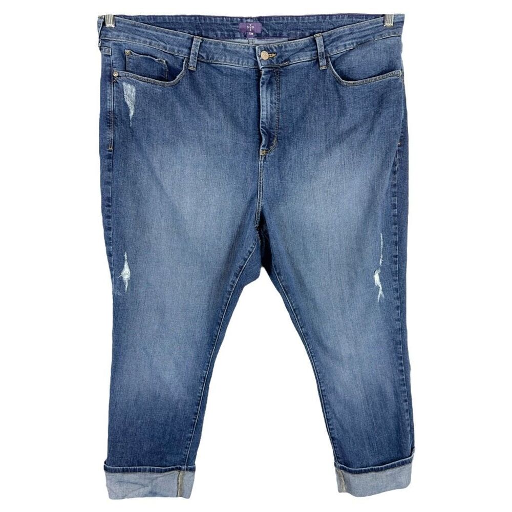 NYDJ Not Your Daughters Jeans Plus Size 22W Capri Crop Distressed High Rise 1444